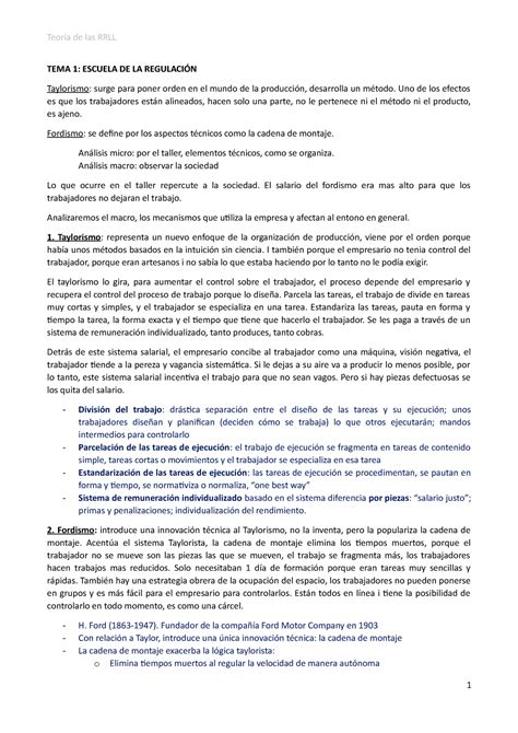 T1 TRL Meu Apunts Del Tema 1 Teoria De Les Relacions Laborals De La