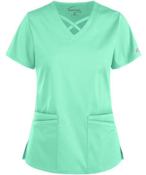 Ua Butter Soft Stretch Criss Cross Scrub Top Fashion Scrub Tops