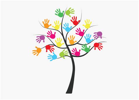 Daycare Clipart Departure Tree With Hand Prints Hd Png Download