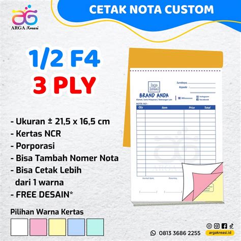 Jual Cetak Nota 3 Ply Custom 12 F4 A5 Ncr Tanda Terima 3 Rangkap Surat