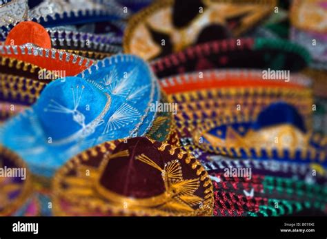 Traditional Mexican Hats For Sale On A Display Board In The Yucatan