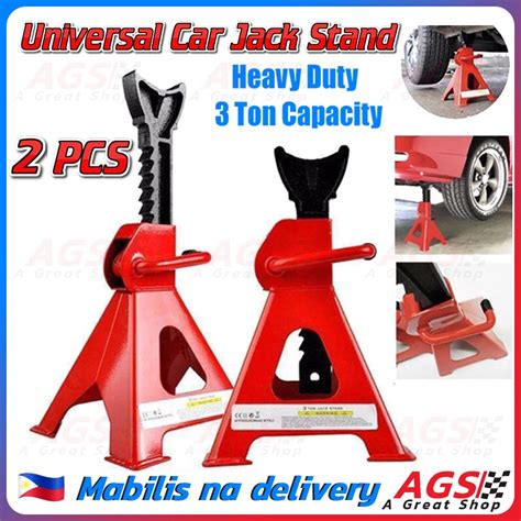 2PCS Universal Car Jack Stand Heavy Duty 3 Ton CapacitySlotted Pad