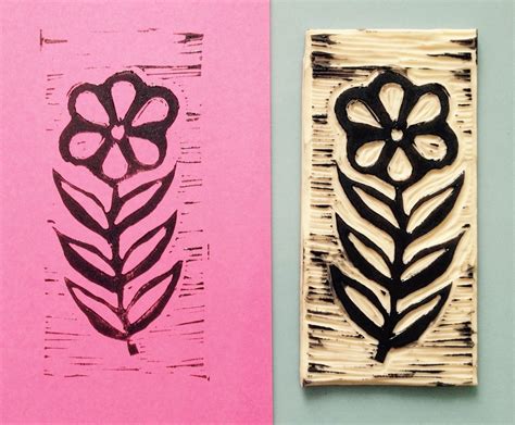 Easy Flower Linocut Print