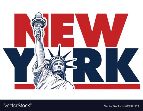 New york city and statue of liberty usa symbol vector image on ...