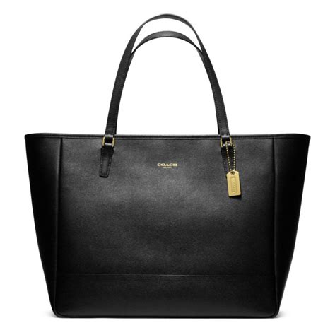 Coach Saffiano Large City Tote In Brassblack Black Lyst