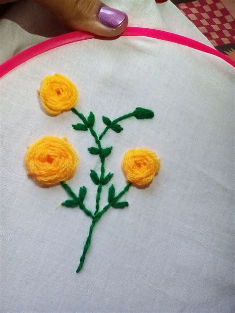 How To Embroider A Rose Flower Simple Embroidery Embroidery Flowers