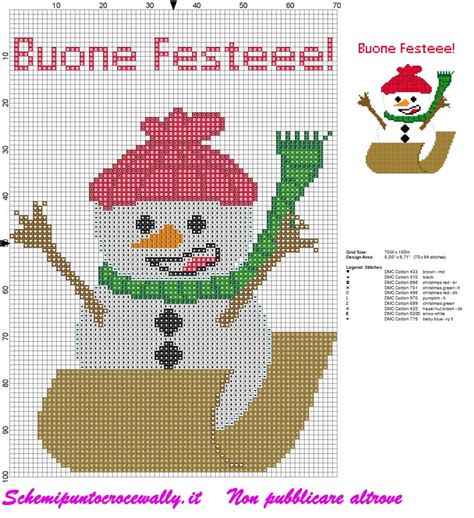 Schema Punto Croce Natalizio Con Pupazzo Di Neve E Buone Feste Punto