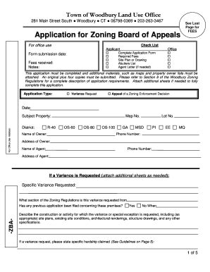 Fillable Online Variance Of Regulations Zoning Board Of Appeal Fax