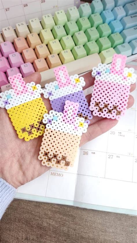 Cute Kawaii Bubble Tea Charm Boba Milk Tea Perler Beads Etsy