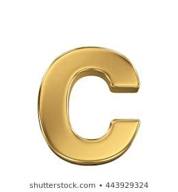 D Rendering Golden Shining Metallic Font Lowercase Letter C