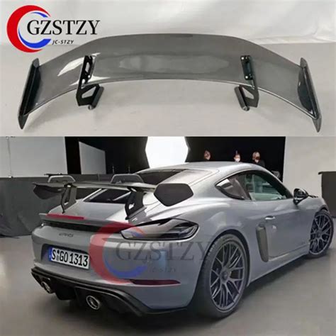 Carbon Fiber Rear Trunk Boot Tail Spoiler Double Deck Wing Lip For Porsche Cayman 718 987 997