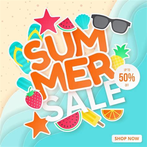 Premium Vector Summer Sale Banner Paper Cut Vector