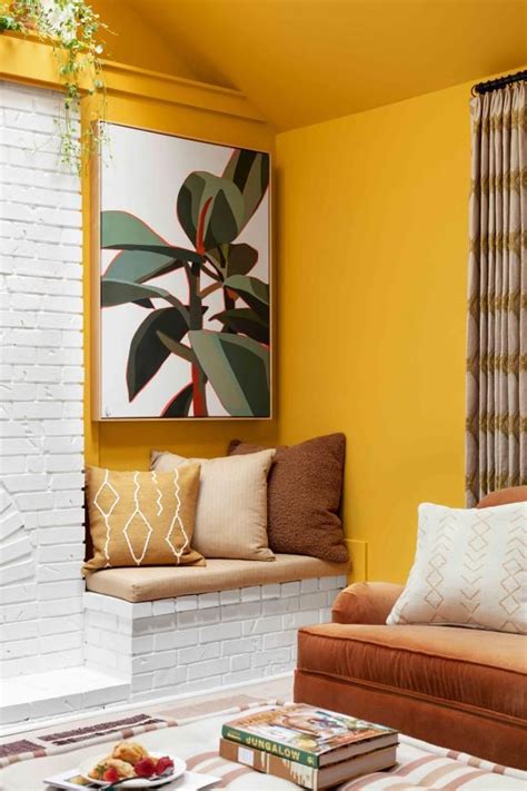 Mustard Living Rooms Yellow Walls Living Room Yellow Accent Walls