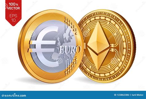 Ethereum Euro Coin 3D Isometric Physical Coins Digital Currency