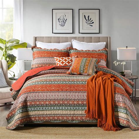 Wongs Bedding Couvre Lit X Cm Orange Matelass Double Pi Ces