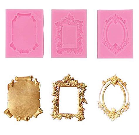 Baroque Style Curlicues Scroll Lace Photo Frame Fondant Silicone Mold