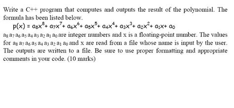 Solved Write A C Program That Computes And Outputs The