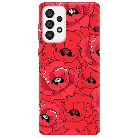 【Чехол для Samsung Galaxy A73 ярко-красный матовый soft touch Red poppy ...