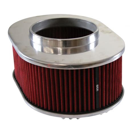 Air Cleaner X Oval Polished Aluminium Half Finned Red Element