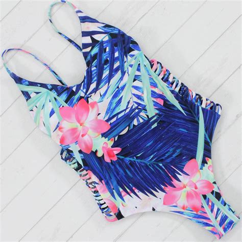 Buy Floral Bikini One Piece Swimsuit Bathing Suit For Women Bodysuit Swimwear