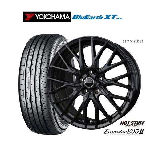 HOT STUFFホットスタッフ サマータイヤ ホイール 本セット エクシーダー E II ブラックVer ヨコハマ BluEarth