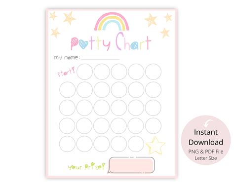 Kids Potty Training Chart Rainbow Printable INSTANT DOWNLOAD | Etsy