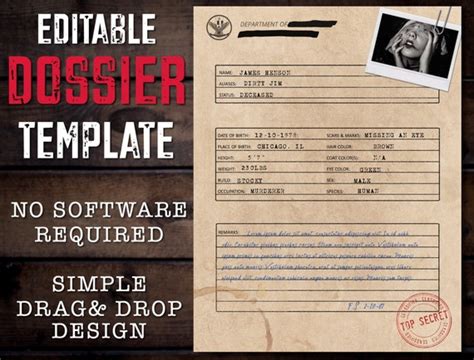 Editable Dossier Template No Software Required Edit In Etsy Hong Kong