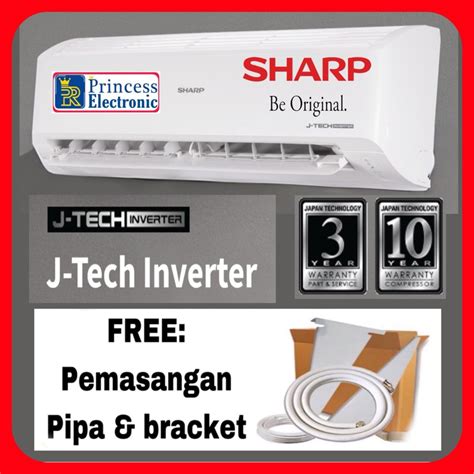 Jual Ac Sharp 1 2 Pk Jtech Inverter Free Pemasangan Dan Pipa Shopee