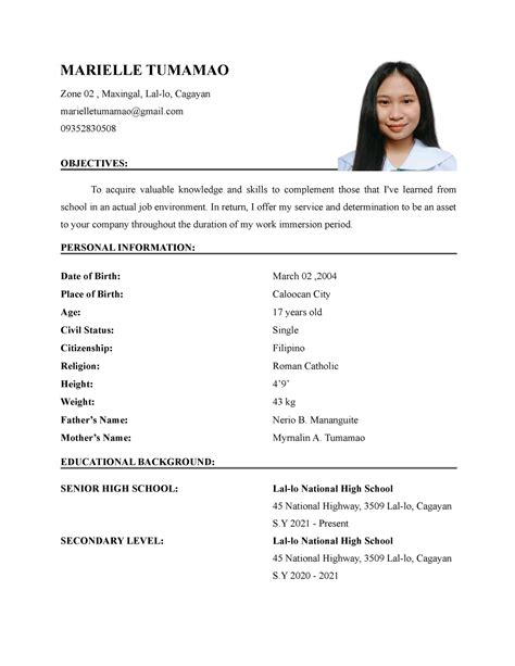 A Tutorial Work On How To Make A Resume For Work Immersion Marielle