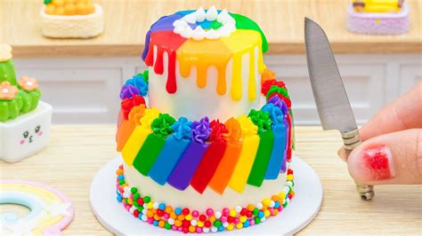 Rainbow Cake Satisfying Miniature 2 Tier Rainbow Chocolate Cake