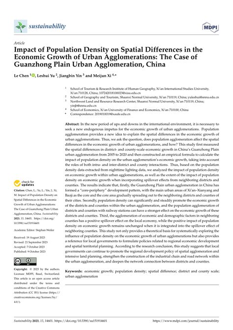 PDF Impact Of Population Density On Spatial Differences In The