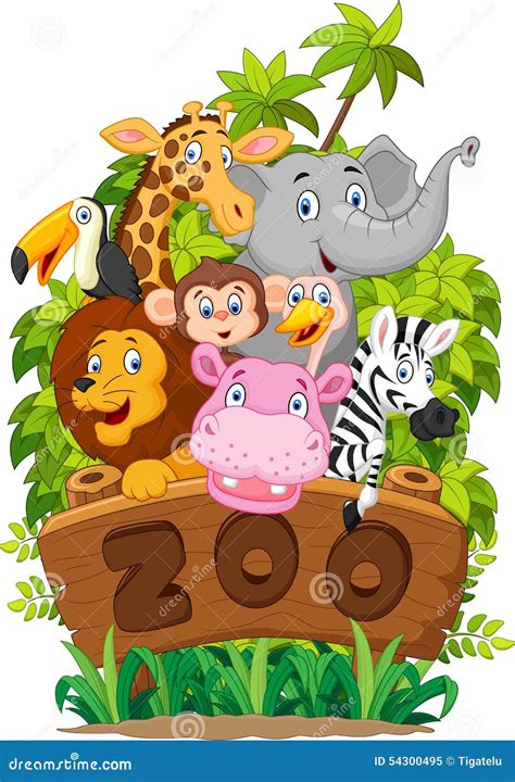 Cartoon Collection Zoo Animals Stock Vector - Illustration of forest ...