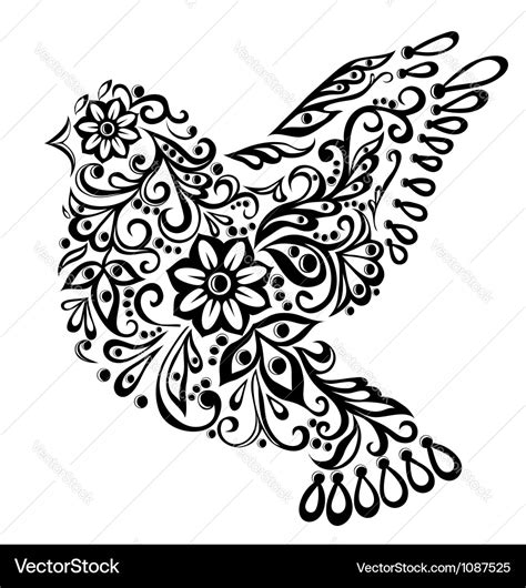 Abstract bird isolated on white hand drawing Vector Image