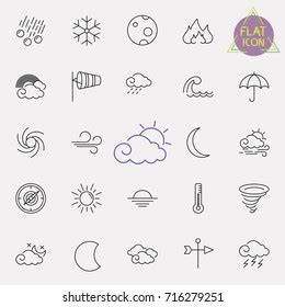 Set Weather Line Icons Stock Vector Royalty Free 715882516 Shutterstock