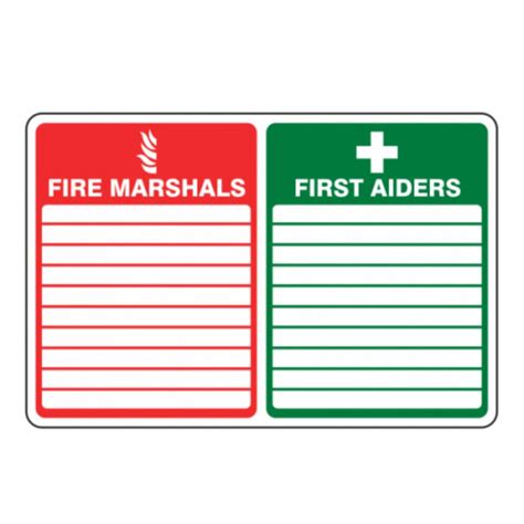 Fire Marshals And First Aiders Sign Combined Rigid 20x30cm