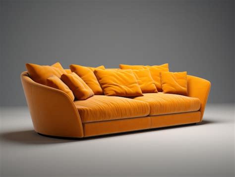 Premium Photo Stunning D Orange Sofa Model Revamp Your Living Space