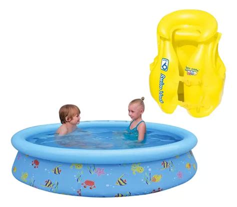 Kit De Piscina Inflable Para Ni Os De Litros Con Chaleco Inflable