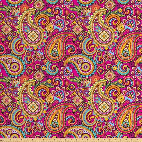 Paisley Fabric By The Yard Allover Blooming Traditional Etsy