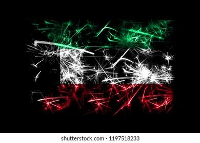 Kuwait Fireworks Sparkling Flag New Year Stock Illustration