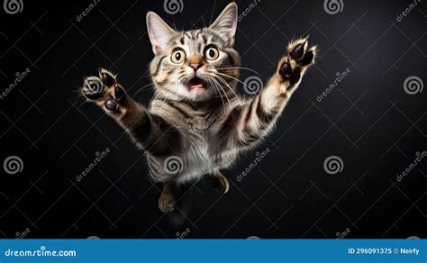 Funny cat jumping stock image. Image of striped, playful - 296091375