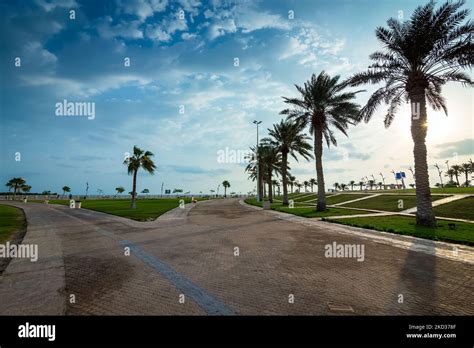 al khobar corniche park morning view city khobar saudi arabia stock