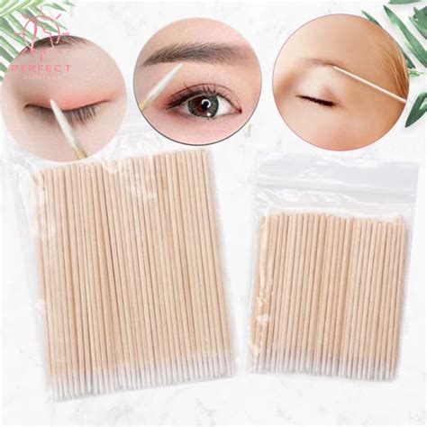 100 Pcs Disposable Cotton Swab Micro Brushes Wood Cotton Buds Ear Clean