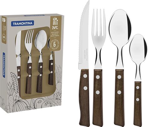 Tramontina Cutlery Set With Steak Knives 24 Piece Sharp