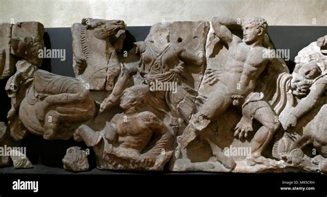 The Bassae Frieze Comprises A Series Of Relief Marble Sculptures From