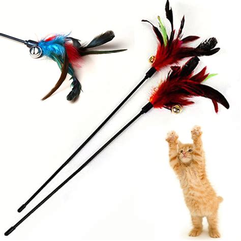 Strong Toyers Fashion Long Rod Pets Toy Fashion Cat Play Feather Teaser