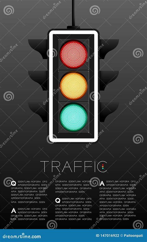 Led Traffic Light Transportation Concept Poster Or Flyer Template