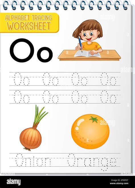 Alphabet tracing worksheet with letter O and o illustration Stock ...