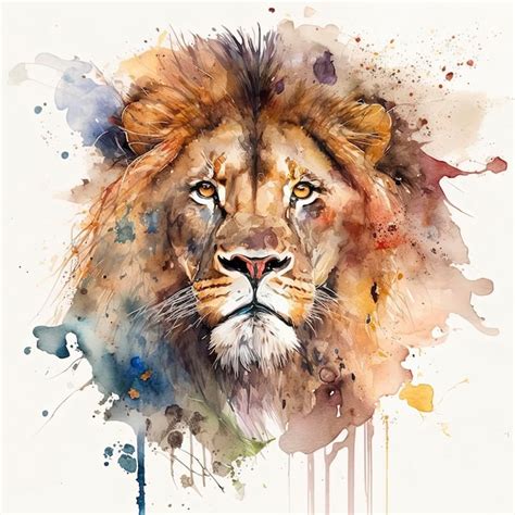 Premium Photo | Watercolor lion face