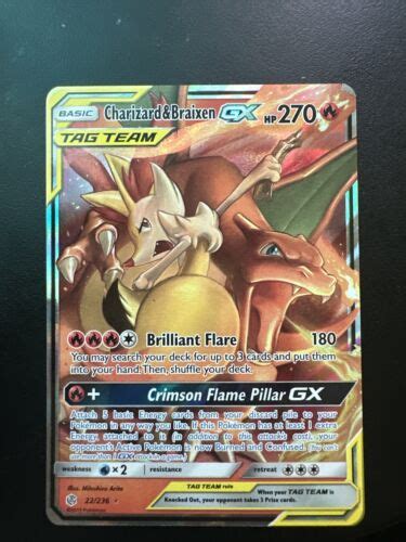 Pokémon TCG Charizard Braixen Tag Team GX Cosmic Eclipse 22 236 Holo