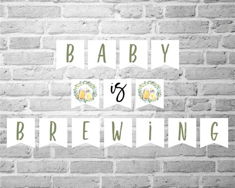 Editable Baby Is Brewing Banner Bottles And Beers Baby Etsy